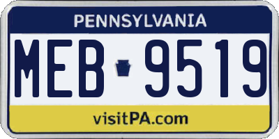 PA license plate MEB9519