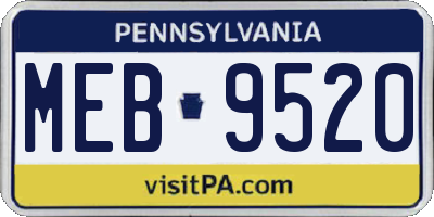 PA license plate MEB9520