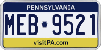 PA license plate MEB9521