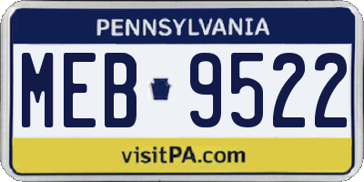 PA license plate MEB9522