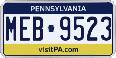 PA license plate MEB9523