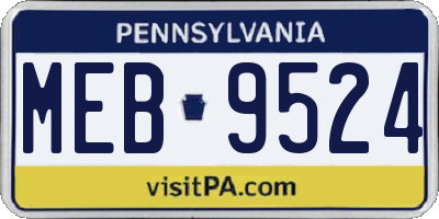 PA license plate MEB9524