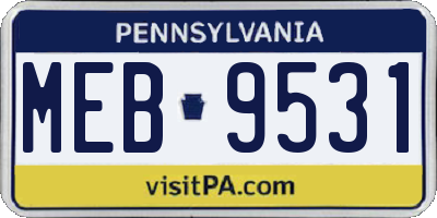 PA license plate MEB9531