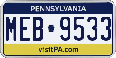 PA license plate MEB9533