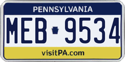 PA license plate MEB9534