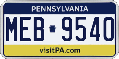PA license plate MEB9540