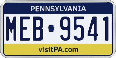PA license plate MEB9541