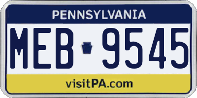 PA license plate MEB9545