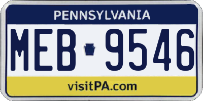 PA license plate MEB9546