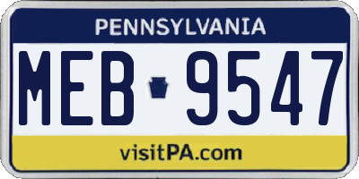 PA license plate MEB9547