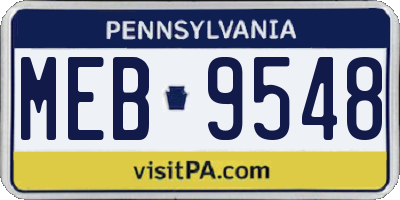 PA license plate MEB9548
