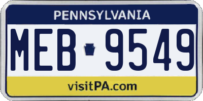 PA license plate MEB9549