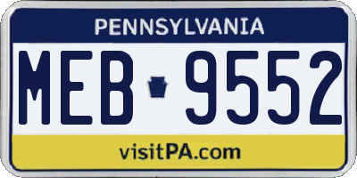 PA license plate MEB9552