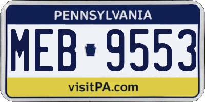 PA license plate MEB9553