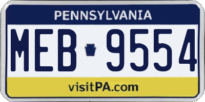 PA license plate MEB9554