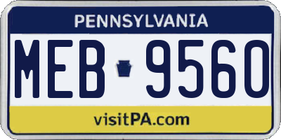 PA license plate MEB9560