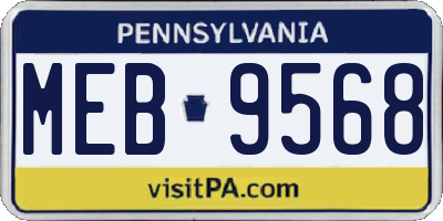 PA license plate MEB9568