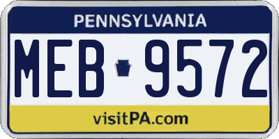 PA license plate MEB9572