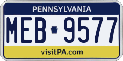 PA license plate MEB9577