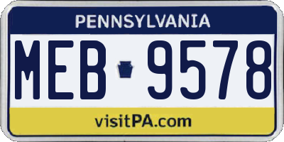 PA license plate MEB9578