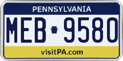 PA license plate MEB9580
