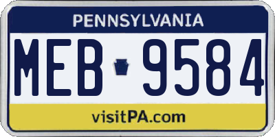 PA license plate MEB9584