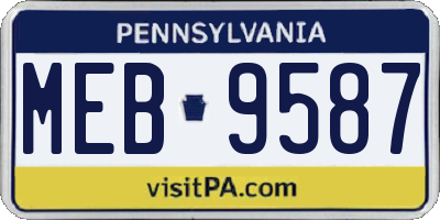 PA license plate MEB9587