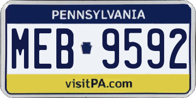 PA license plate MEB9592