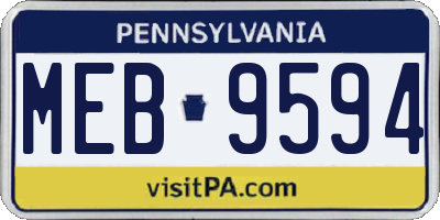 PA license plate MEB9594