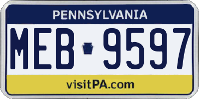 PA license plate MEB9597