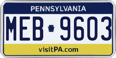 PA license plate MEB9603