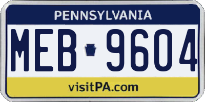 PA license plate MEB9604