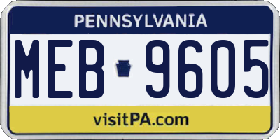 PA license plate MEB9605
