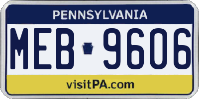 PA license plate MEB9606