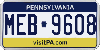 PA license plate MEB9608