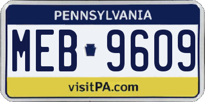 PA license plate MEB9609