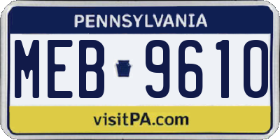 PA license plate MEB9610