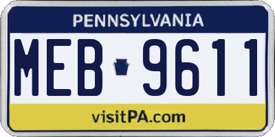 PA license plate MEB9611