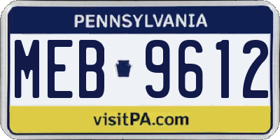 PA license plate MEB9612