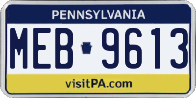 PA license plate MEB9613