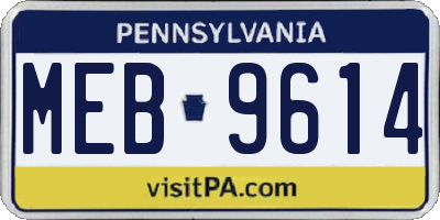 PA license plate MEB9614