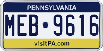PA license plate MEB9616