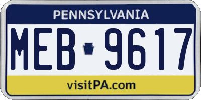 PA license plate MEB9617