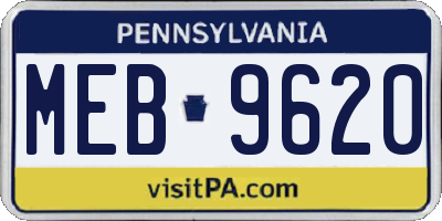 PA license plate MEB9620