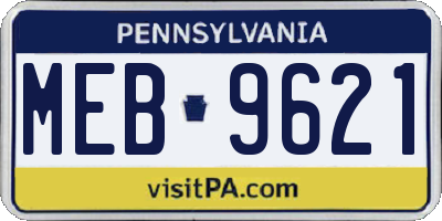 PA license plate MEB9621
