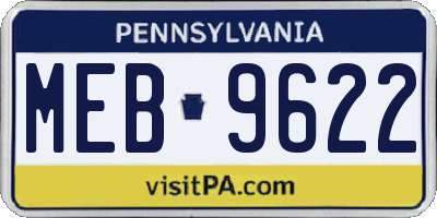 PA license plate MEB9622