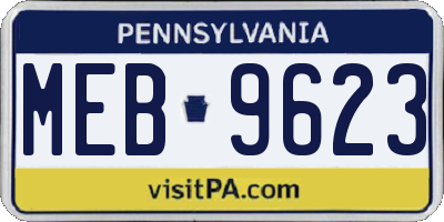 PA license plate MEB9623