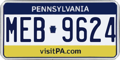 PA license plate MEB9624