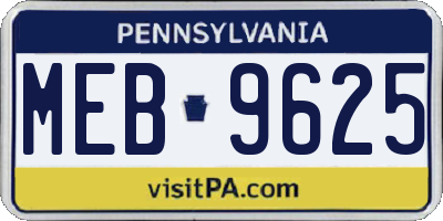 PA license plate MEB9625