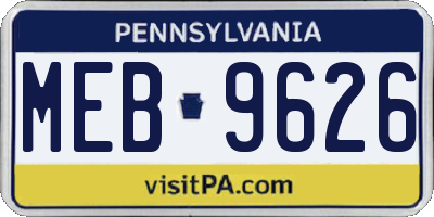 PA license plate MEB9626